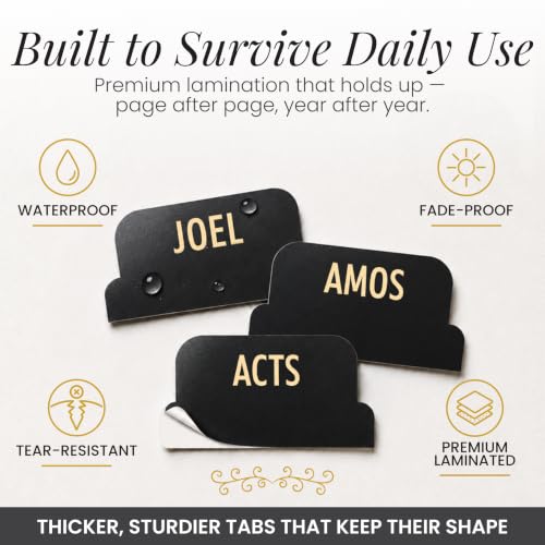 90 Christian Bible Tabs for Women, Men, and Kids - Black Version - color: Black