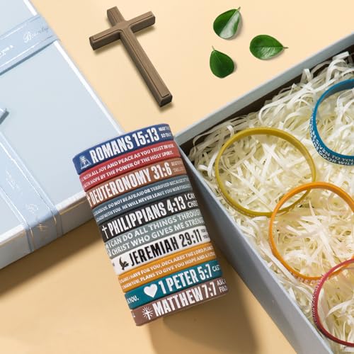 12 Pieces Bible Verse Bracelets Religious Silicone Wristbands - color: Classic Color