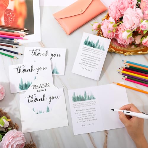 Marspark 25 Pack Funeral Thank You Cards Sympathy Envelopes, Tree - style: Tree