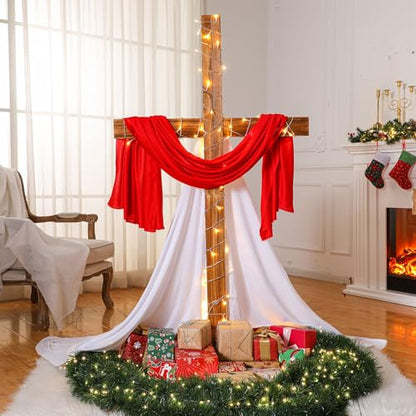 Lineshading Extra Large Christmas Wood Cross Standing Cross, 59 Inch - size: 36.2"L x 10.2"W