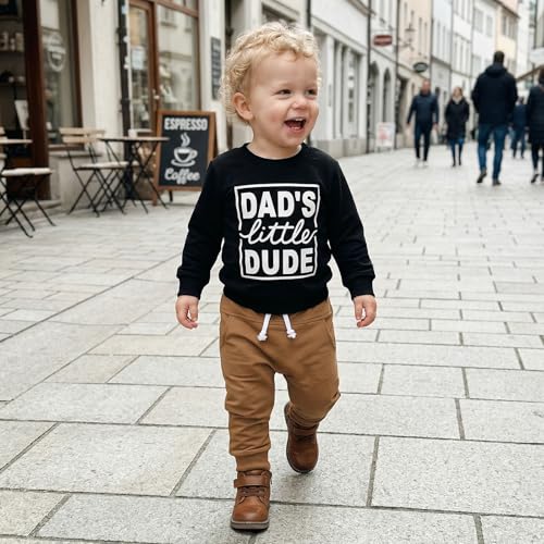 Kupretty Baby Boy Clothes Dad's Little Dude Sweatshirt Pants Set - color: Black, size: 12-18 Months