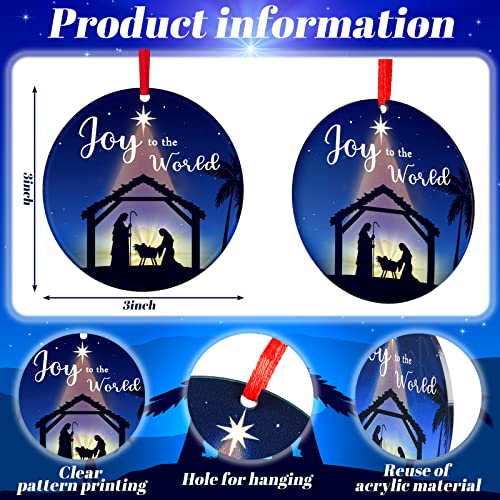 Gerrii 6 Pcs Christmas Nativity Ornaments Jesus Acrylic Tree,Round Style - style: Round Style