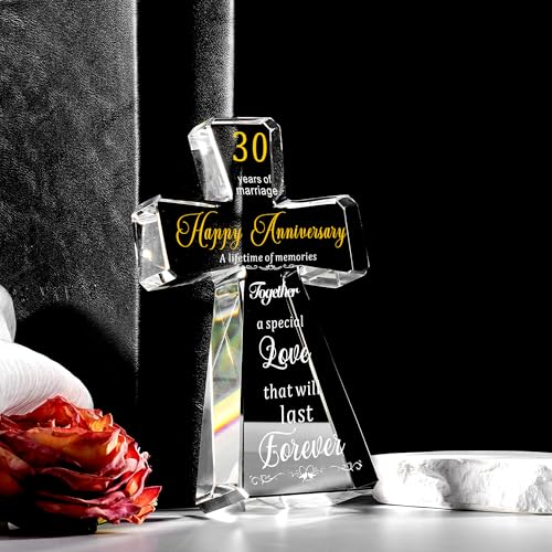 JOASURA 30th Wedding Anniversary Crystal Cross Gifts for Couple - style: 30th
