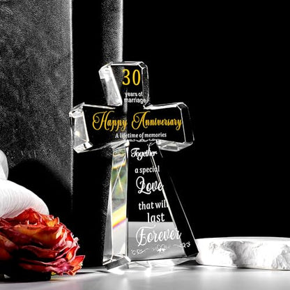 JOASURA 30th Wedding Anniversary Crystal Cross Gifts for Couple - style: 30th