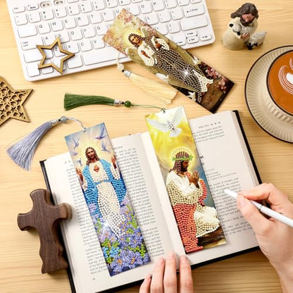 Sinload 10 Pcs Jesus Diamond Painting Bookmarks Acrylic Art Book Marks - style: Jesus