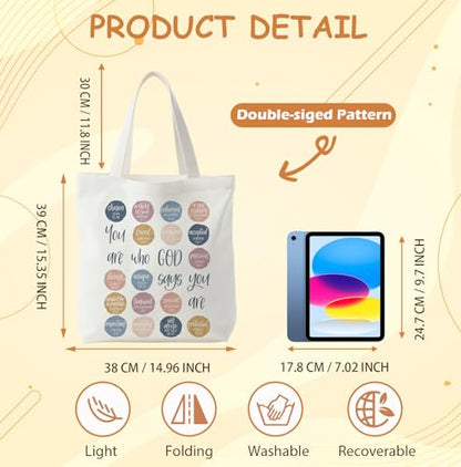 Christian Tote Bag for Women,Jesus Canvas Tote Bag,Christian Gifts for Women Faith - color: You Are Who God Say You Are