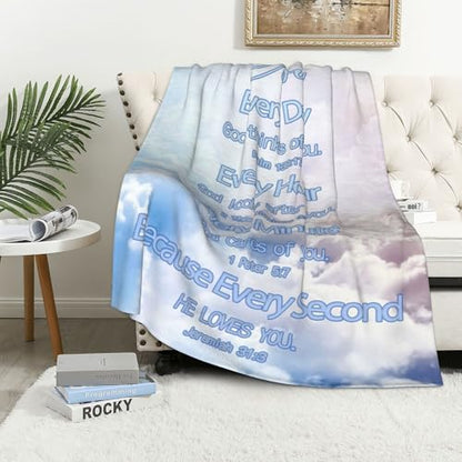 Custom Blanket Bible Verse Blanket with Inspirational Thoughts and Prayers Religious Throw Blanket Soft Lightweight Cozy Plush Warm Blankets for Women Men Christmas Birthday Christian Gifts - color: Design06