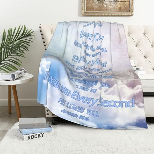 Custom Blanket Bible Verse Blanket with Inspirational Thoughts and Prayers Religious Throw Blanket Soft Lightweight Cozy Plush Warm Blankets for Women Men Christmas Birthday Christian Gifts - color: Design06