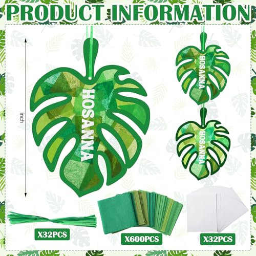 Motipuns 32 Sets Palm Sunday Suncatcher Craft Kit VBS Sunday School - style: Palm Leaf