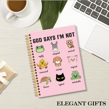 ERHACHAIJIA God Says I'm Not Lined Spiral Notebook for Women Girls Daughter - color: Pink