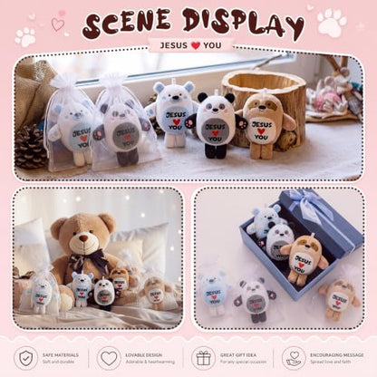 Silipull 12 Pcs Jesus Loves You Stuffed Animals 4.53" Religious Gifts Bulk - color: Jesus Loves You, size: 4.53''