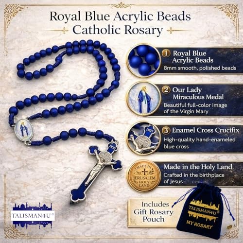 TALISMAN4U Blue Rosary Prayer Beads Catholic St Benedict Our Lady of Grace