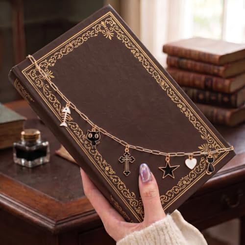 Cat Bible Charm Chain - Cute Christian Cross Accessories Gift Scripture Faith Inspirational Gold Metal Bookmark Jewelry Religious Decor for Study Reading Women Girl Baptism Church Supplies - color: Cat