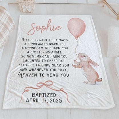 Baptism Blankets for Baby Boy, Personalized Dedication Blanket, Goddaughter Christening Blanket, Baby Girl Baptismal Throw, Dedication Communion Blankets, Catholic Present for Family - color: #Ver11