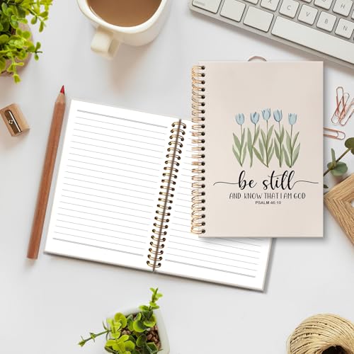 huester Christian Tulip Floral Notebook Journal, Be Still and Know That I Am God Religious Journal for Women, Bible Notebooks for Note Taking, Bible Hardcover Spiral Notebook, 5.5x8.3 Inch - color: Christian06
