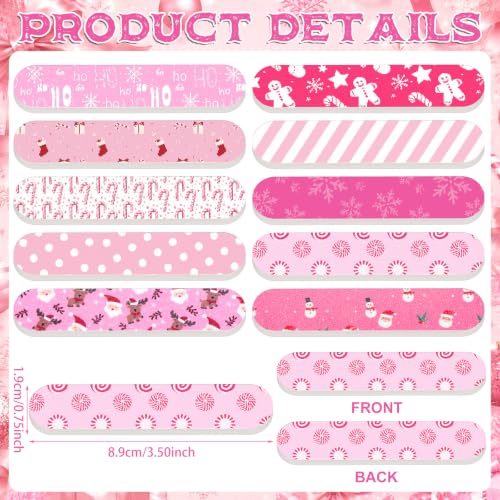 50 Pack Christmas Mini Nail Files Gifts Bulk Christmas Emery Boards - style: Pink