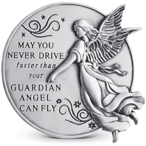Guardian Angel Visor Clips for Cars，Reads May You Never Drive Faster Than Your Guardian Angel CAN Fly, New Driver Gifts, Car Accessories for Car Clip