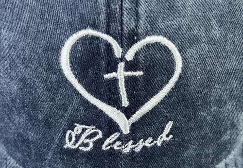 Cross Embroidered Hat for Men Women Dad Trucker Baseball Cap Adjustable - color: Love Cross Blue