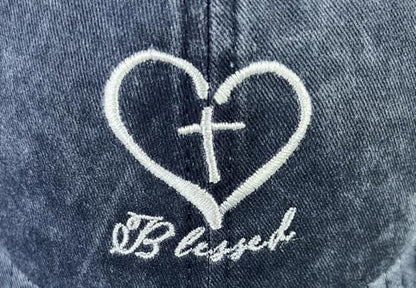 Cross Embroidered Hat for Men Women Dad Trucker Baseball Cap Adjustable - color: Love Cross Blue