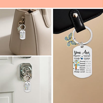 Christian Inspirational Keychains for Women Girls Mom Grandma Birthday Christmas Gifts for Women Bible Verse Keychain for Backpacks Purse Spiritual Religious Keychain for Teens Girls