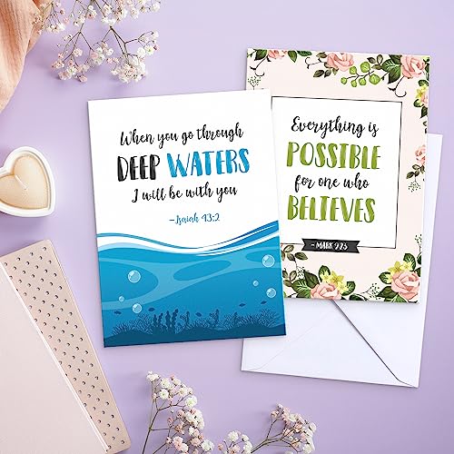 S&O Scripture Cards - Set of 48 Boxed Bible Verse Blank Note Cards with Envelopes - Christian Greeting Cards/Inspirational Prayer Cards, 6 Designs. Christian Stationary with Bible Verses - size: Set of 48