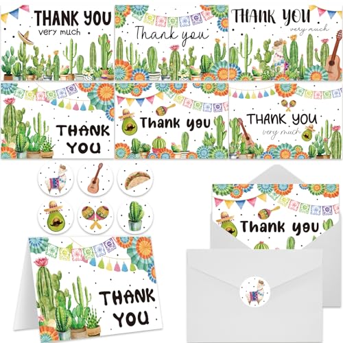 60 Pieces Taco' Bout A Baby Party Thank You Cards with Envelopes,Cactus Taco Pampas Grass Baby Shower Thank You Cards Includes 30 Pieces Envelopes and 30 Pieces Blank Notes Cards for Birthday Party - color: Taco