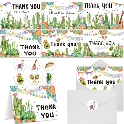 60 Pieces Taco' Bout A Baby Party Thank You Cards with Envelopes,Cactus Taco Pampas Grass Baby Shower Thank You Cards Includes 30 Pieces Envelopes and 30 Pieces Blank Notes Cards for Birthday Party - color: Taco