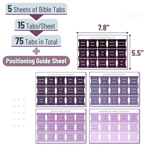 Mr. Pen- Laminated Bible Tabs, 75 pcs, Easy-to-Read & Apply - color: Ethereal Amethyst