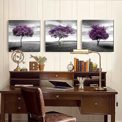 Modern Framed Wall Art Canvas Prints, Purple Tree Landscape - color: Purple Tree