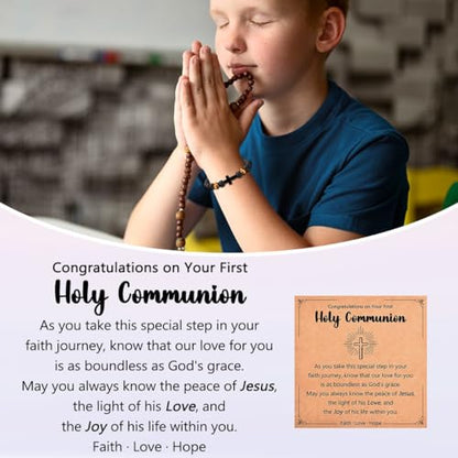 Leyung Cross Bracelet Gifts for Boys, Easter Basket Stuffers Baptism Gifts - color: First Communion