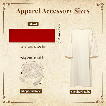nezababy Jesus Costume Adult Men Biblical Christ Robe Saint Religious Outfit Scarf Waist Rope for Halloween Easter Cosplay - size: XX-Large