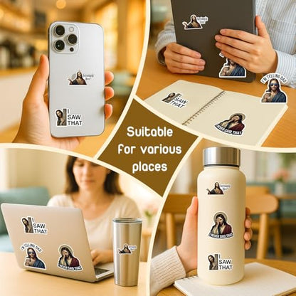 4 Pcs Christian Stickers Funny Jesus I Saw that Meme Quotes - color: Funny Jesus Stickers