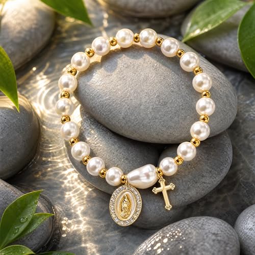 Holy Water Bracelet for Women,Religious Christian FaithJewelry - color: White