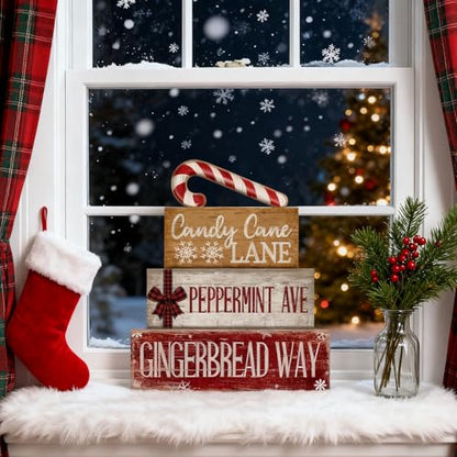 Moucuny 4 Pcs Christmas Table Decor Wooden Candy Cane Decoration Farmhouse - style: Candy Cane