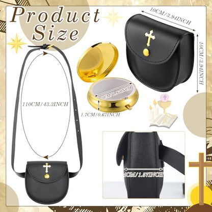 Huhumy 2 Pcs Catholic Communion Pyx Burse Gold Cross, Classic Style, Cross