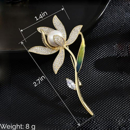 Brooch Pins For Women Fashion Elegant Brooches Lapel Badges Coat Sweater Scarves Shawl Dress Accessory Wedding Party Prom Jewelry - color: Gold-C