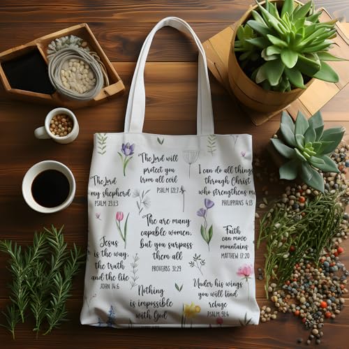 JINYO Christian Canvas Tote Bag, Bible Tote Bags for Women - color: Christian Tote Bag-c
