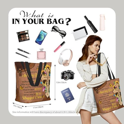 Bible Tote Bags for Women Christian Tote Bag Church Shoulder Bag Inspirational Bags With Zipper Christian Gift - color: I Still Believe in Amazing Grace