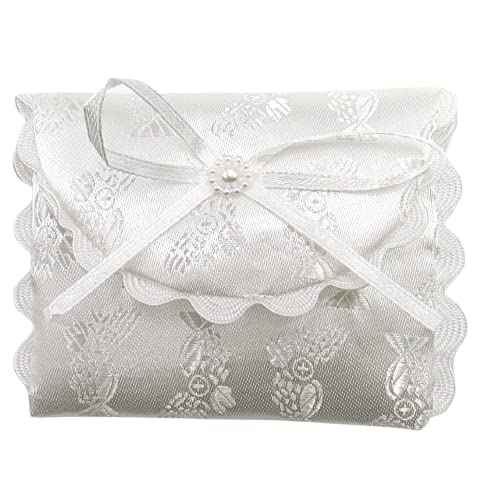 Needzo Light of Christ First Communion Satin Purse Set, Includes Mass Prayer Book, Rosary & Pouch, Scapular, Lapel Pin, Gifts & Keepsakes for Young Women, Communicant Starter Pack (6 Piece)