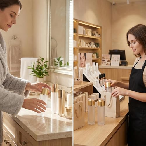 3Pack 80ml/2.7oz Empty Frosted Glass Refillable Pump Bottles, Portable Travel Cosmetic Dispenser Containers for Lotion, Cream, Gel, Foundation, Emulsion and Essential Oils - size: 80ml