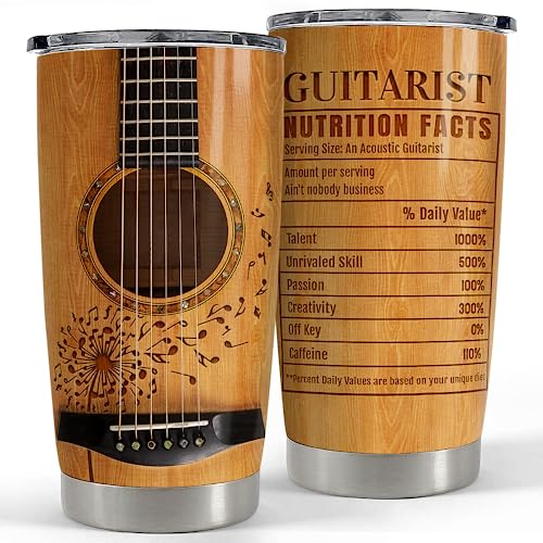 SANDJEST Guitar Tumbler Cup 20oz Insulated Stainless Steel Tumblers Coffee Travel Mug Gift for Musician Players Guitar Lovers - color: Guitar