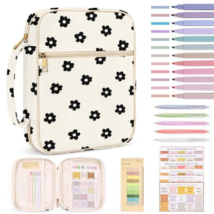 Britimes Bible Cover Case for Women, Bible Cover with Accessories, Daisy - color: Black White Floral