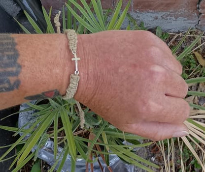 Cross Hemp Bracelet - color: Tan Brown