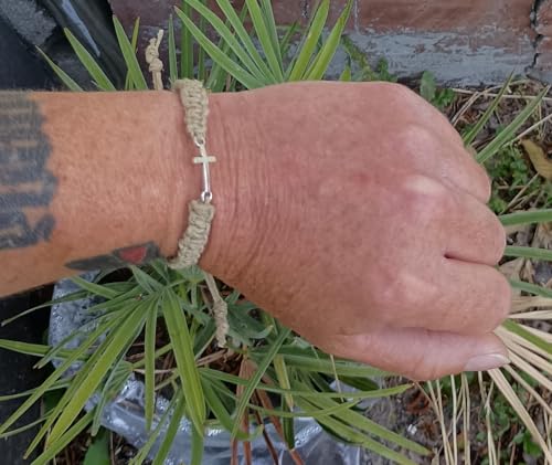 Cross Hemp Bracelet - color: Tan Brown