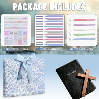 Sadnyy Quilted Bow Bible Cover for Women,Blue - color: Blue
