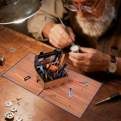 3D Pop Up Interesting Cards for men - toolbox Greeting Card - color: A-Toolbox