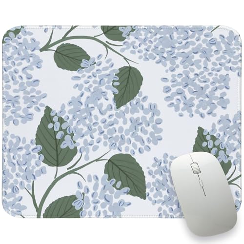 UTELKA Blue Flroal Mouse Pad, Hydrangea Mousepad Aesthetic 10x8 - color: Light Blue Hydrangea, size: 10.2L x 8.2W inches