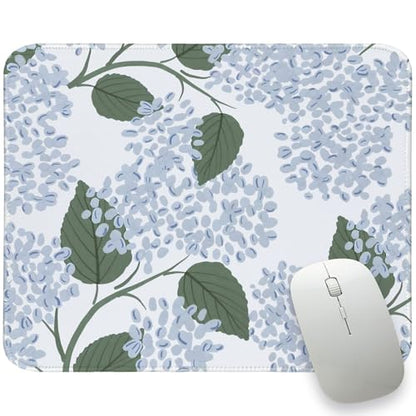 UTELKA Blue Flroal Mouse Pad, Hydrangea Mousepad Aesthetic 10x8 - color: Light Blue Hydrangea, size: 10.2L x 8.2W inches