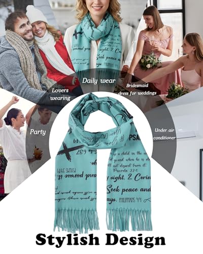 Prayer Shawls for Women Inspirational Scripture Scarf Wrap - color: Green