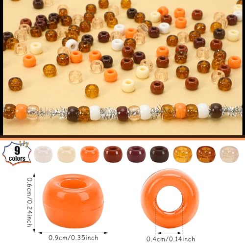 UPINS 1200 Pcs Brown Pony Beads for Jewelry Making Neutral Color Kit - color: Tan Brown Yellow White Glitter